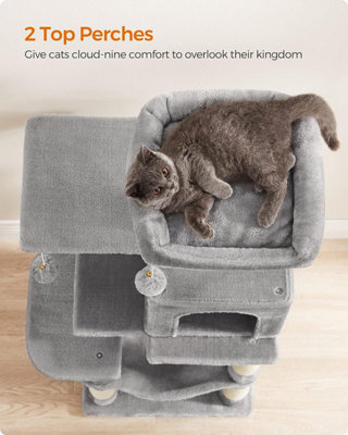 FEANDREA Cat Tree, Cat Condo with Hammock, 143 cm, Light Grey PCT161W01