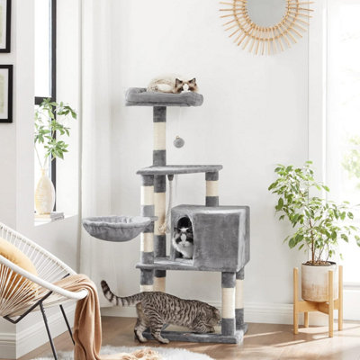 FEANDREA Cat Tree, Cat Tower for Indoor Cats, Plush Cat Condo with Scratching Board, 9 Scratching Posts, Perch, Cave, Light Grey Price Comparisons | Compare The Build
