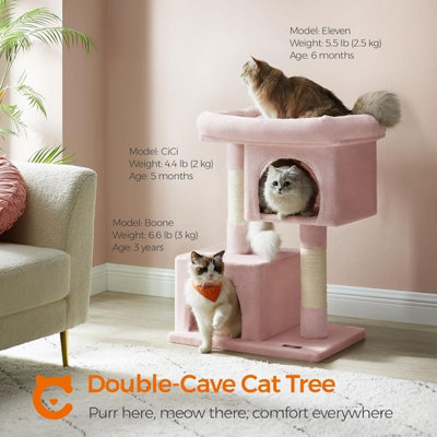 Feandrea Cat Tree Cat Tower L Cat Condo for Large Cats Large Cat Perch 2 Cat Caves Scratching Post Jelly Pink DIY at B Q