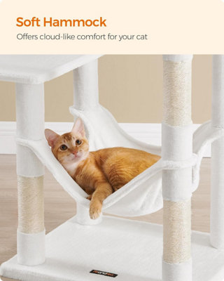 Feandrea Cat Tree Cozy Kitty Corner Cat Tower Cat Condo Feline Mansion Cream White