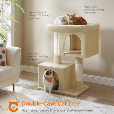 Feandrea Cat Tree for Extra Large Cats, XL Cat Tower with Cat Condo, 2 Cat Caves, Scratching Post, Beige Price Comparisons | Compare The Build