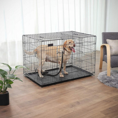 FEANDREA Dog Cage, Dog Crate with 2 Doors, 122 x 74.5 x 80.5 cm, Black ...