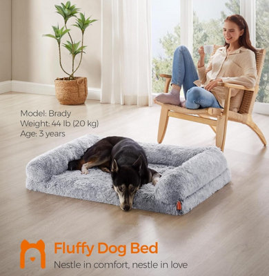 Feandrea FluffyHug Dog Lounger, Extra-Large Sofa for Big and Medium Dogs, Foam Mattress with Detachable Washable Cover, Grey Ombré Price Comparisons | Compare The Build