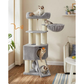 Feandrea Large Cat Tree, Cat Tower for Large Cats, 141 cm Cat Condo with Thick Scratching Posts, Perch, Tunnel, Removable Washable