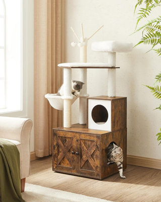 FEANDREA Luxury Cat Complex, Contemporary Design with Enclosed Litter ...