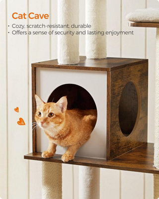 Feandrea Tall Cat Tower WoodyWonders Cat Tree Cat Activities Center Cat Condo Cat Furniture for Indoor