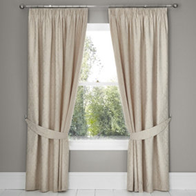 Fearne Pair of Pencil Pleat Curtains With Tie-Backs