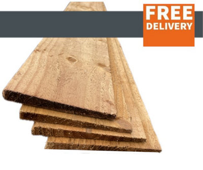 Feather edge fencing boards 1.8m long x 10 pcs (treated brown)