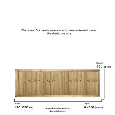 Feather Edge Wooden Garden Fence Panel 5 Pack 6ft x 2ft Treated Fully ...