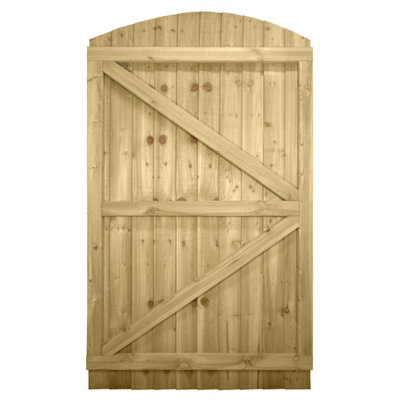Feather Edge Wooden Garden Gate Arch Top H.180 cm x W.105 cm Fully ...