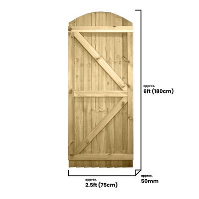 Feather Edge Wooden Garden Gate Arch Top H.180 cm x W.75 cm Fully ...
