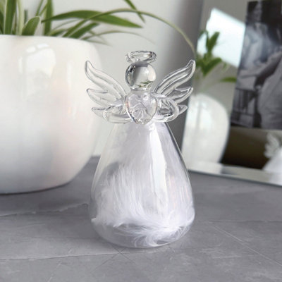 Feather Filled Glass Angel Thoughtful Memorial Gift