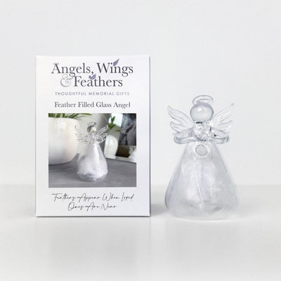 Feather Filled Glass Angel Thoughtful Memorial Gift