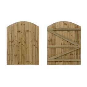 Featheredge arch top , Wooden garden and side gate (v3)(H-1200, W-1025, natural (light green) finish)