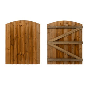 Featheredge arch top , Wooden garden and side gate (v3)(H-1200, W-1125, brown finish)