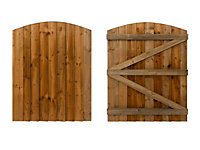 Featheredge arch top , Wooden garden and side gate (v3)(H-1800, W-600, brown finish)