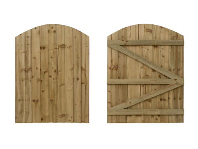 Featheredge arch top , Wooden garden and side gate (v3)(H-1800, W-825, natural (light green) finish)