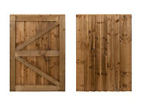 Featheredge wooden garden and side gate, fully framed and capped (v2)(H-1200, W-1000, brown finish)