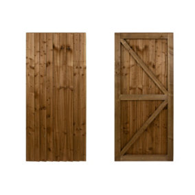 Featheredge wooden garden and side gate, fully framed and capped (v2)(H-1500, W-1000, brown finish)