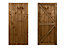 Featheredge wooden garden and side gate, fully framed and capped (v2)(H-1500, W-1000, brown finish)