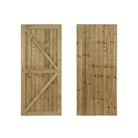 Featheredge wooden garden and side gate, fully framed and capped (v2)(H-1500, W-1000, natural (light green) finish)