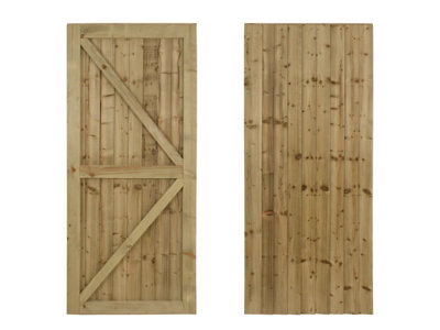 Featheredge wooden garden and side gate, fully framed and capped (v2)(H-1500, W-1050, natural (light green) finish)