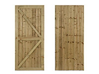 Featheredge wooden garden and side gate, fully framed and capped (v2)(H-1800, W-1000, natural (light green) finish)