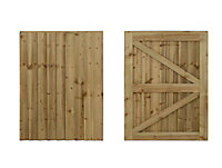 Featheredge wooden garden and side gate, fully framed and capped (v2)(H-600, W-1700, natural (light green) finish)