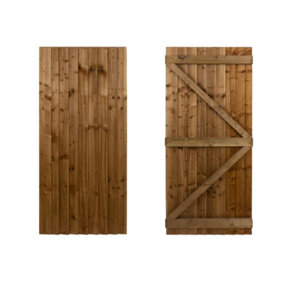 Featheredge wooden garden and side gate (v1) (H-1500, W-1000, brown finish)