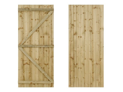 Featheredge wooden garden and side gate (v1) (H-1500, W-1075, natural (light green) finish)