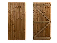 Featheredge wooden garden and side gate (v1) (H-1800, W-1325, brown finish)