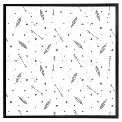 Feathers and arrows in boho style (Picutre Frame) / 16x16" / Black