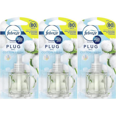 Febreze Ambi Pur Air Freshener PlugIn Diffuser, Cotton Fresh, 20 ml (Pack of 3) DIY at B&Q