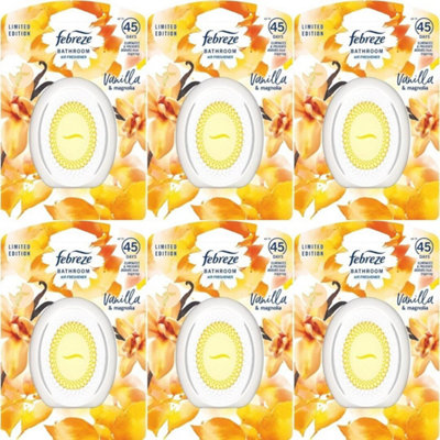 Febreze Bathroom Air Freshener Vanilla & Mangolia Pack of 6 | DIY at B&Q