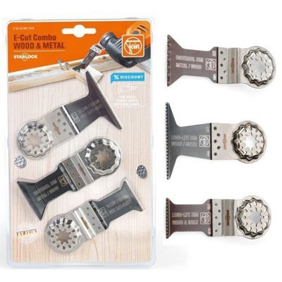 Fein E-Cut Saw Blade 3PC Multi Tool Set Starlock Wood & Metal Combo Plunge Cut