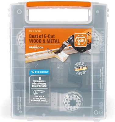 Fein Saw Blade 6PC Starlock Multitool Set E-Cut Wood & Metal Combo Pack + Case