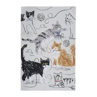 Feline Friends Animal Print 100% Cotton Tea Towel
