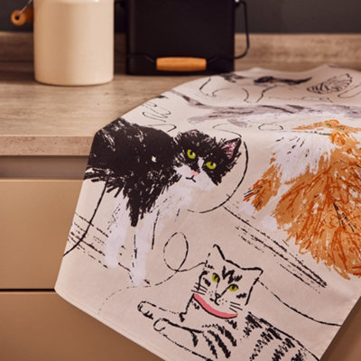 Feline Friends Animal Print 100% Cotton Tea Towel - 3
