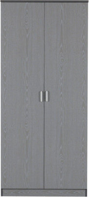Felix 2 Door Wardrobe Grey with Shelf