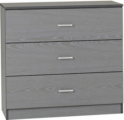 Felix 3 Drawer Chest in Grey This range comes flat-packed for easy home assembly. Instructions and fixing kits included.