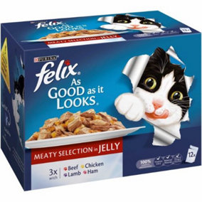 Felix Agail Meaty Selection in Jelly (Red Banner)  12x100g (Pack of 4)