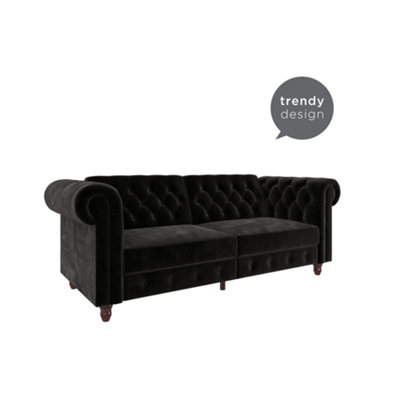 FELIX CHESTERFIELD SOFA BED IN VELVET BLACK