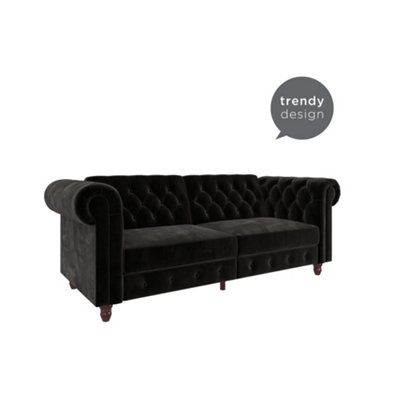 Felix chesterfield sofa bed in velvet black