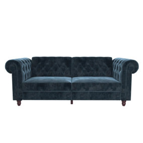 Felix chesterfield sofa bed in velvet blue