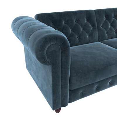 Felix chesterfield sofa bed in Velvet Blue