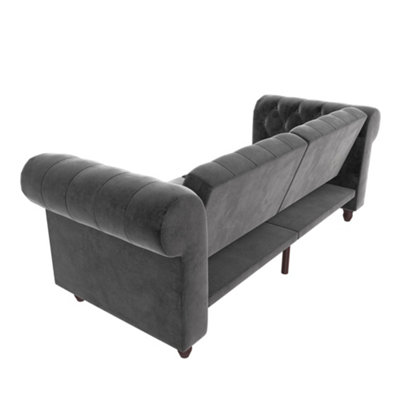 Felix chesterfield sofa bed in velvet grey