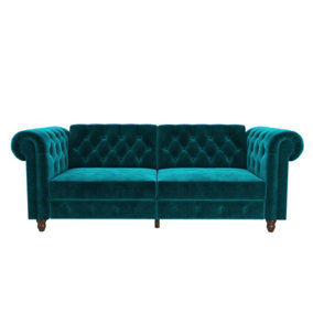 Felix chesterfield sofa bed in velvet teal