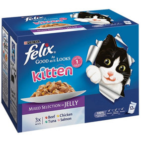 Felix Pouch Agail Kitten Multipack Mvp Cat Food 12x100g Pack of 4