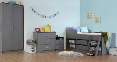 Felix Sonoma Low Sleeper Bed Grey with 2 Drawers and Storage