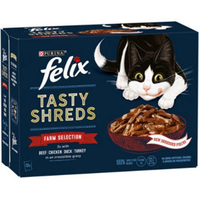 Felix Tasty Shreds Farm Selection In Gravy 48 x 80g